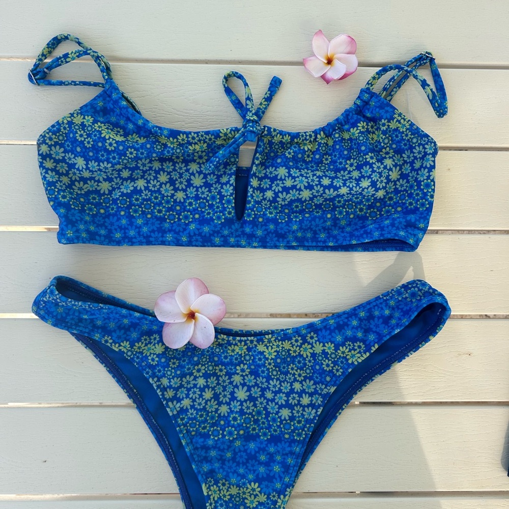 Blue Floral Bikini Set